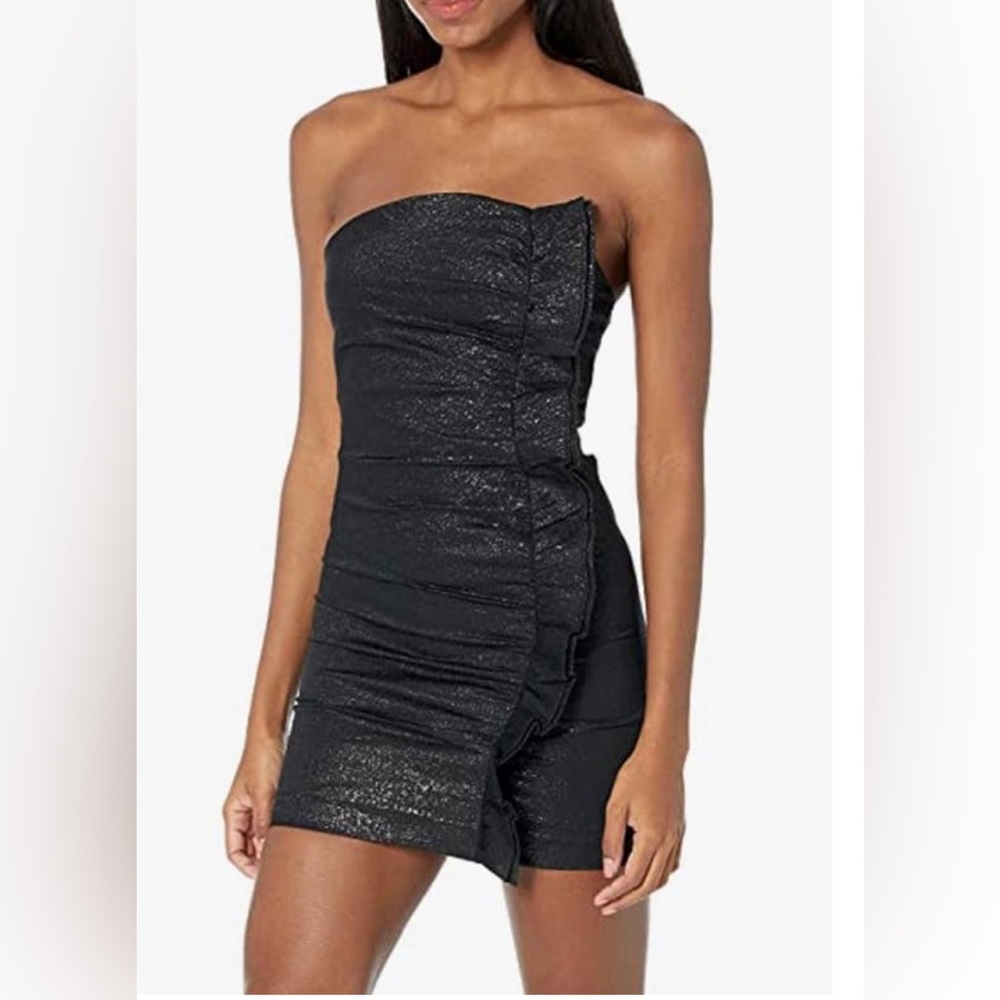 Ramy Brook Shimmering Black Strapless Mini Dress